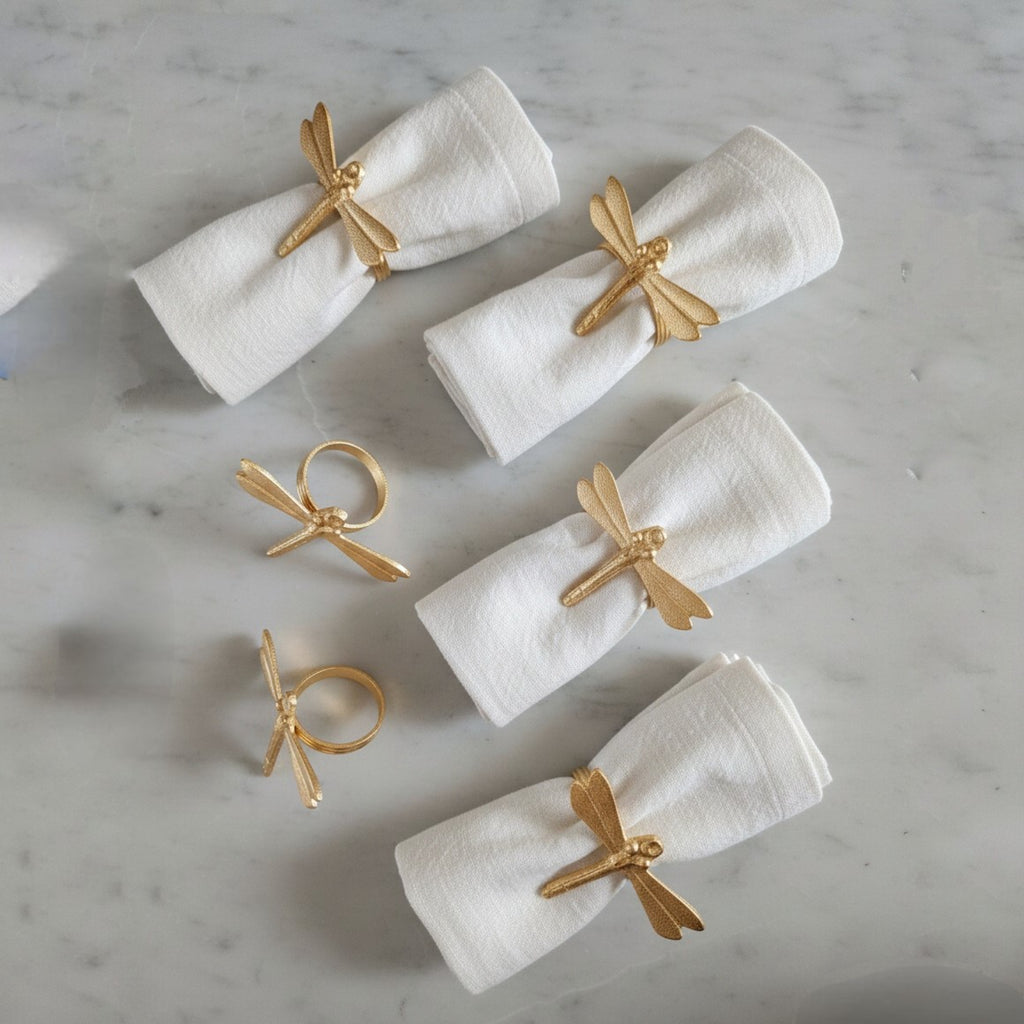 Elegant Dragonfly Napkin Ring Metal (Gold Finish)