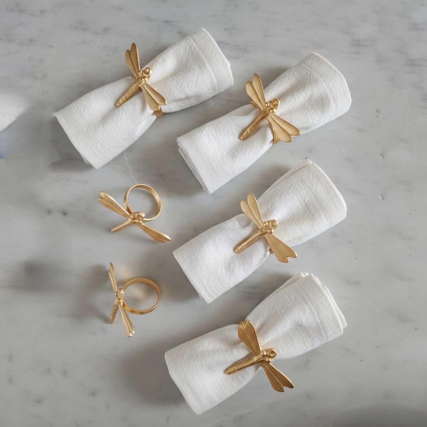 Elegant Dragonfly Napkin Ring Metal (Gold Finish)