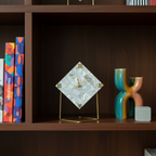 Mother Of Pearl Diamond Desktop Clock  With Metal Stand
