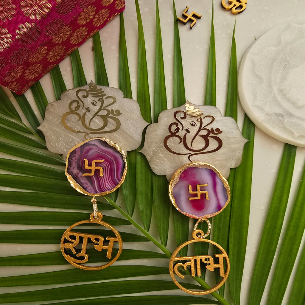 Mother Of Pearl Ganesha Shubh Labh Door Hangings