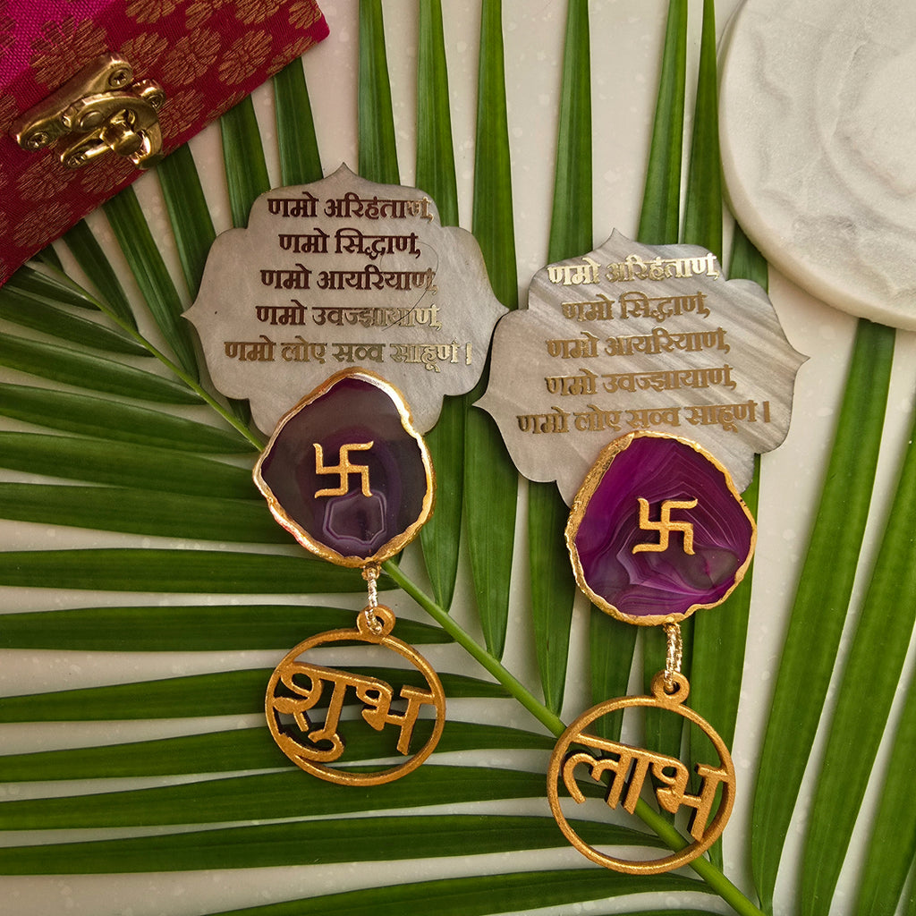 Mother Of Pearl Namokar Mantra Shubh Labh Door Hangings