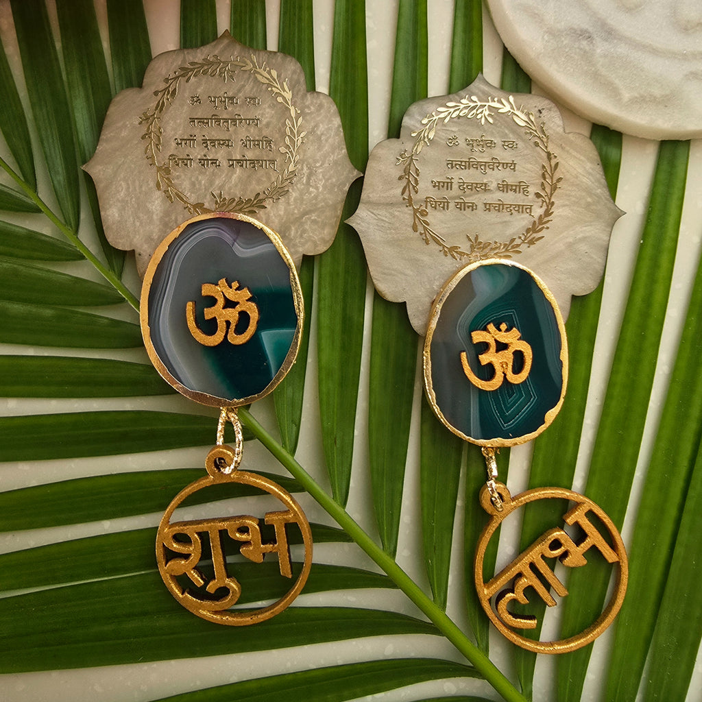 Mother Of Pearl Gaytri Mantra Shubh Labh Door Hangings