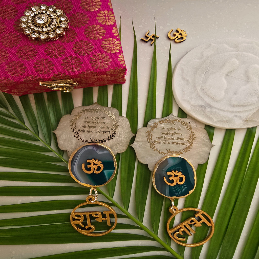 Mother Of Pearl Gaytri Mantra Shubh Labh Door Hangings