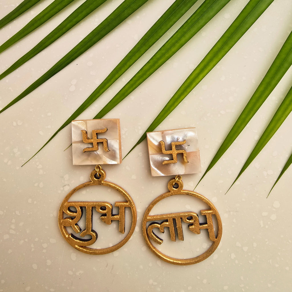 Mother Of Pearl Swastik Shubh Labh Door Hangings