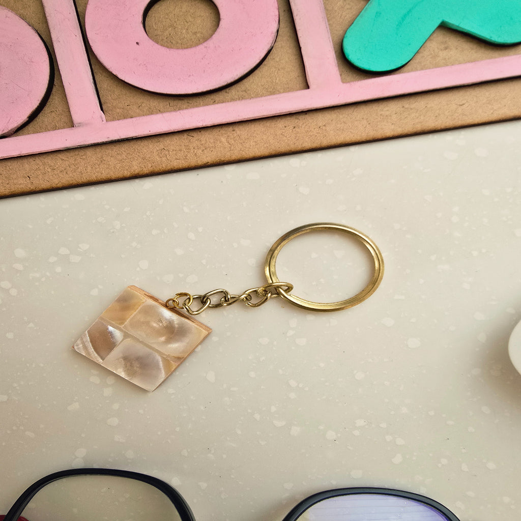 Mother Of Pearl Squre Small KeyChain