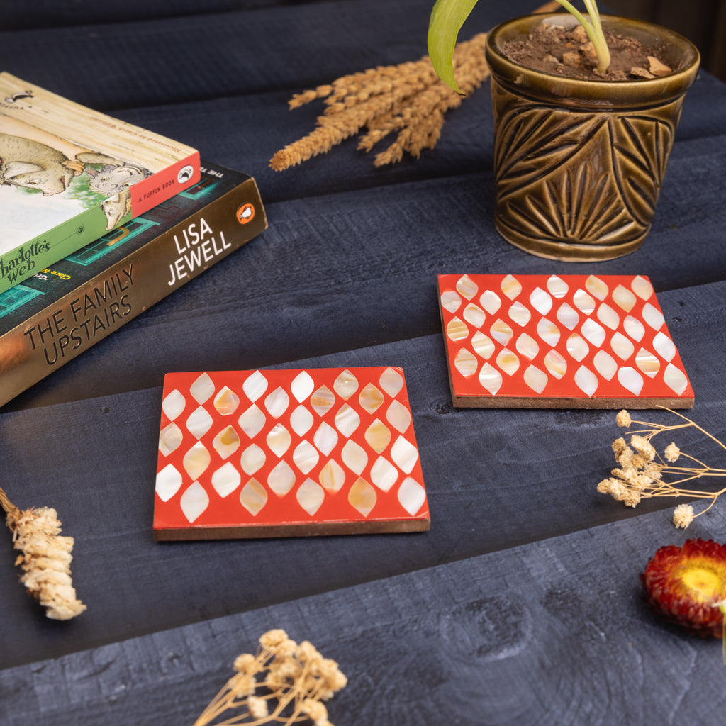 MOP Coasters Set of 2 Red