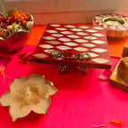 Mother Of Pearl Red Choki , Tea Light Holder And Candle