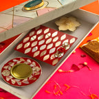 Mother Of Pearl Red Choki , Tea Light Holder And Candle