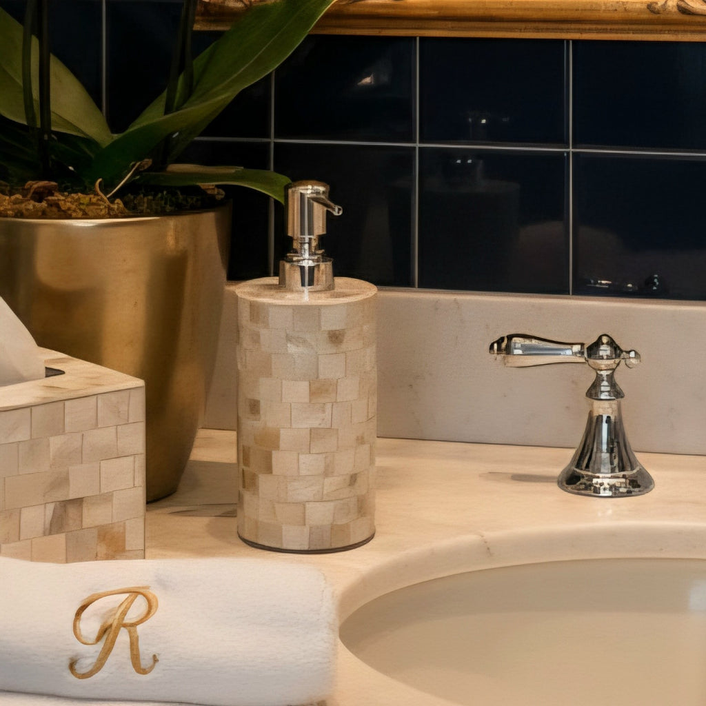 Mother of Pearl Round Soap Dispenser