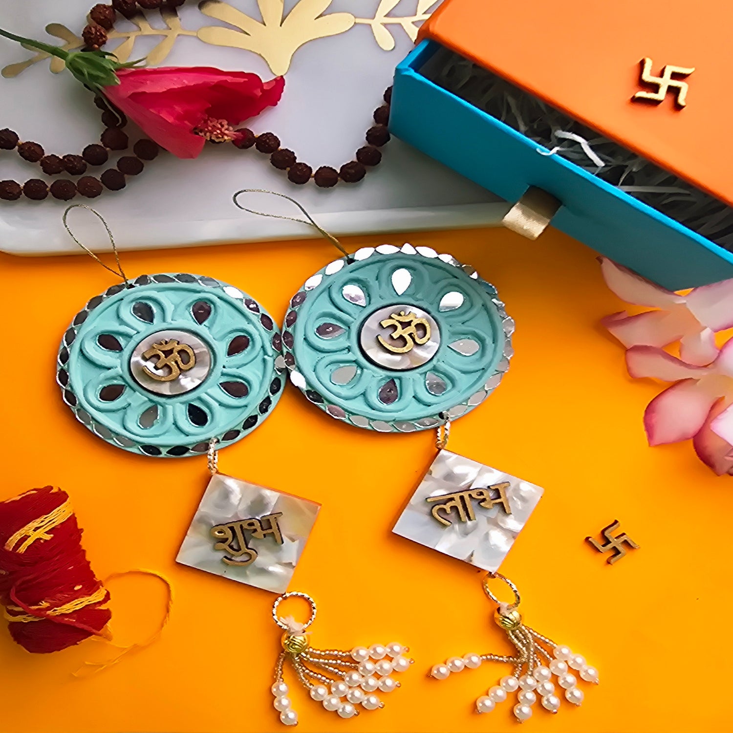 Turquoise Shubh Labh Door Hangings