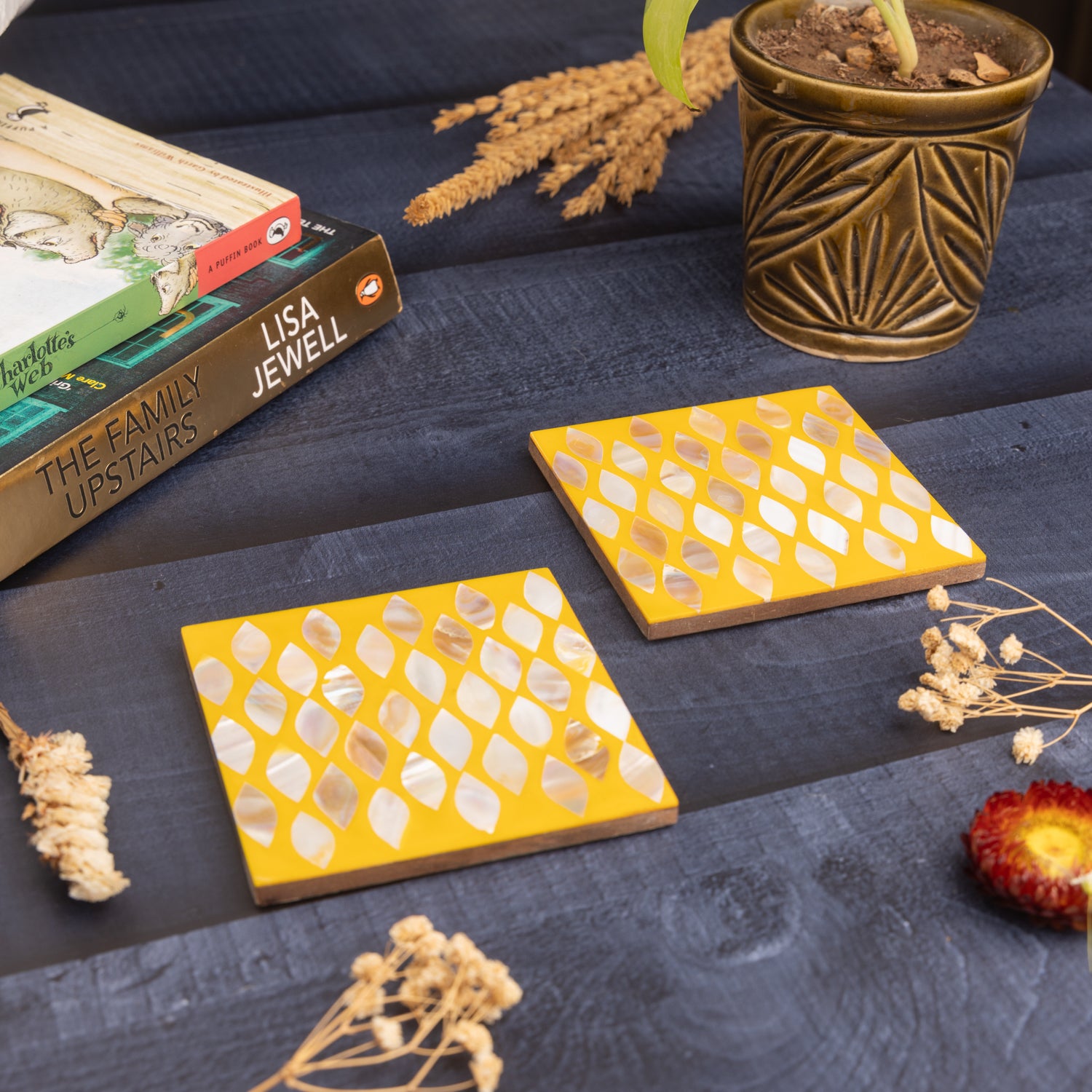 MOP Coasters Set of 2 Yellow