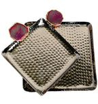 Square Aluminum Tray with Purple Agate