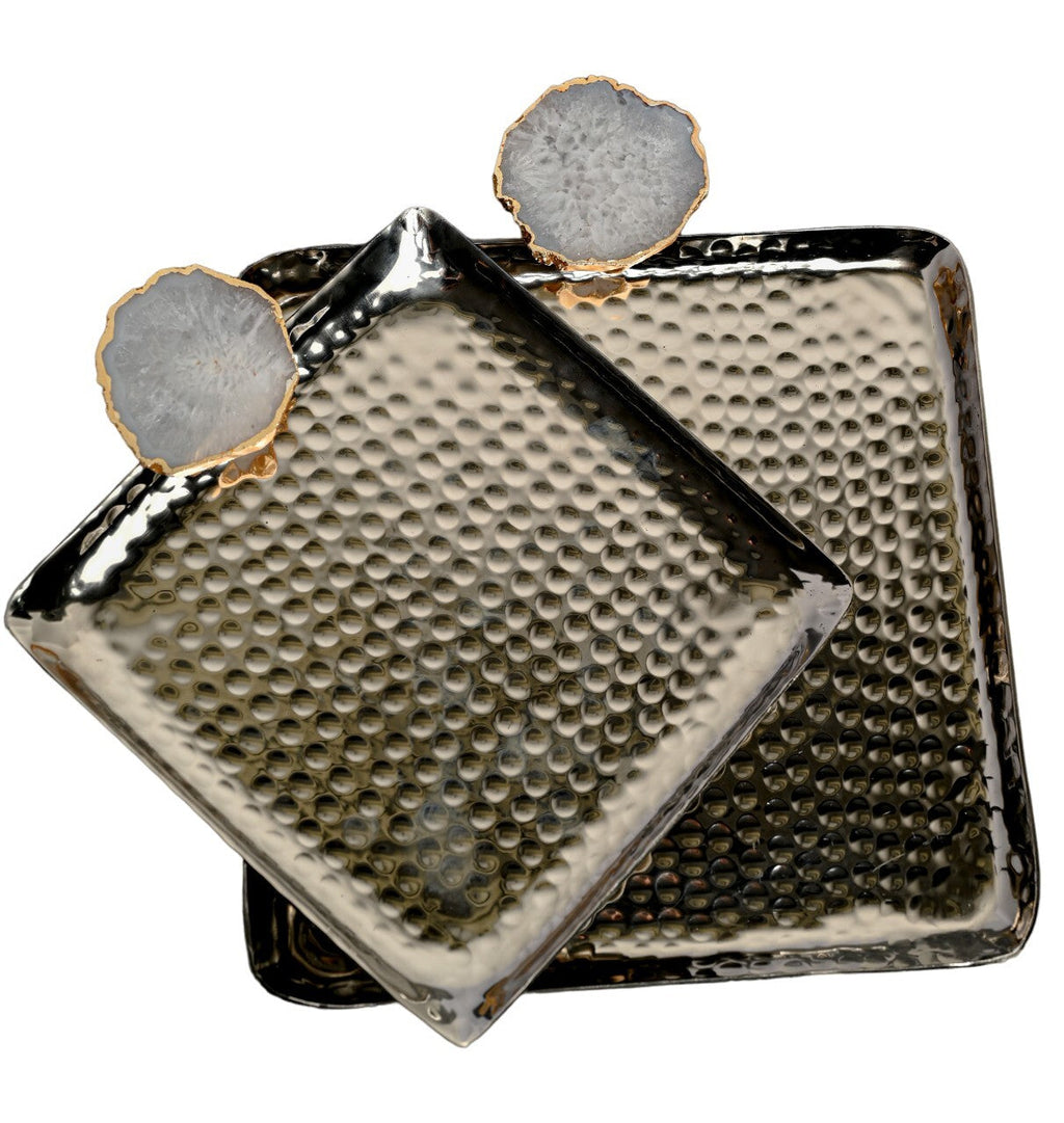 Square Aluminum Tray with Purple Agate