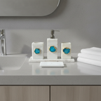 White Marble with Turquoise Agate Bathroom Set, Set of 5