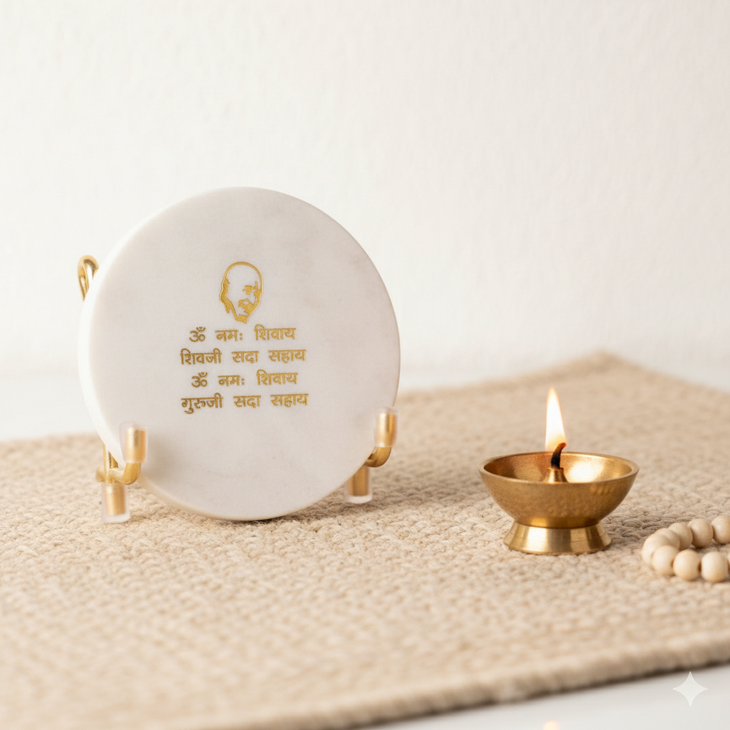 Guruji Mantra Marble Metal Showpiece