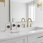 White Marble with Purple Agate Bathroom Set, Set of 5