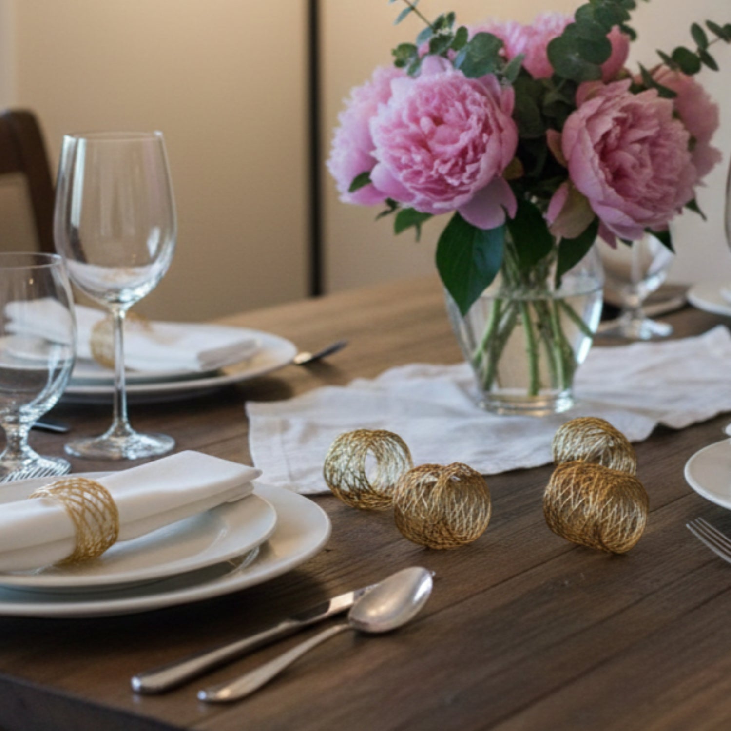 Metal Napkin Rings Gold Set Of 6