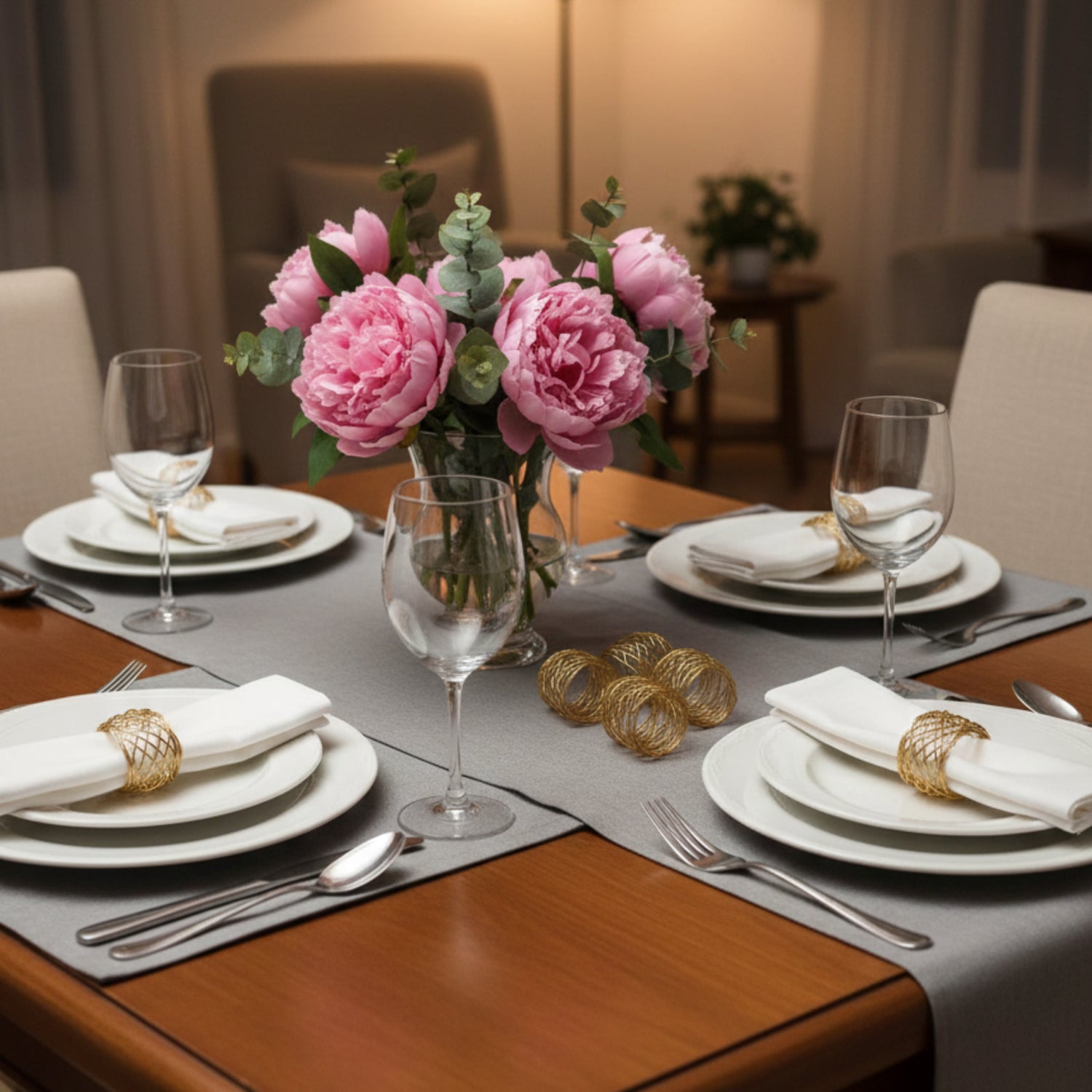 Metal Napkin Rings Gold Set Of 6