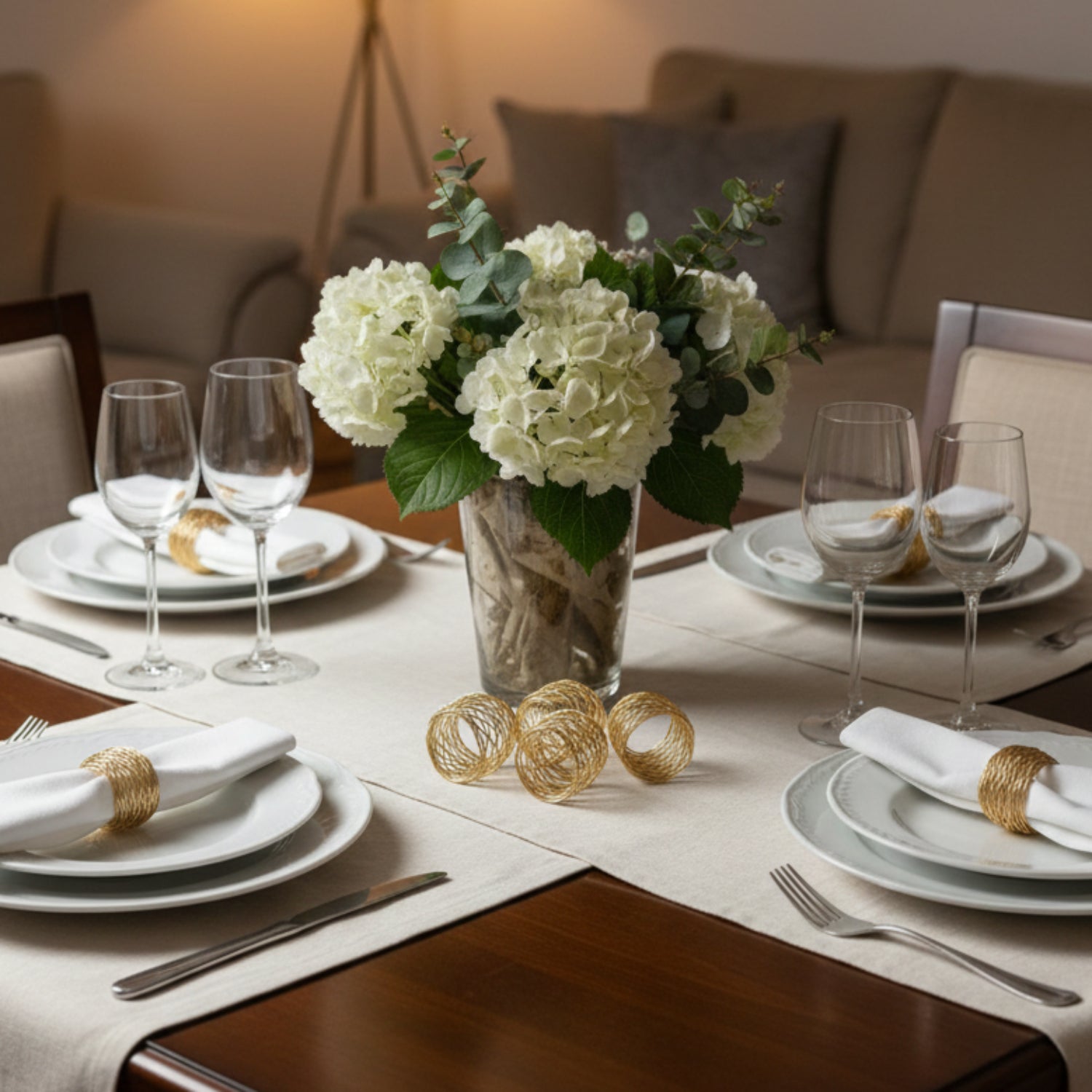 Metal Napkin Rings Gold Set Of 6