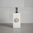 White Marble with White Agate Soap Dispenser