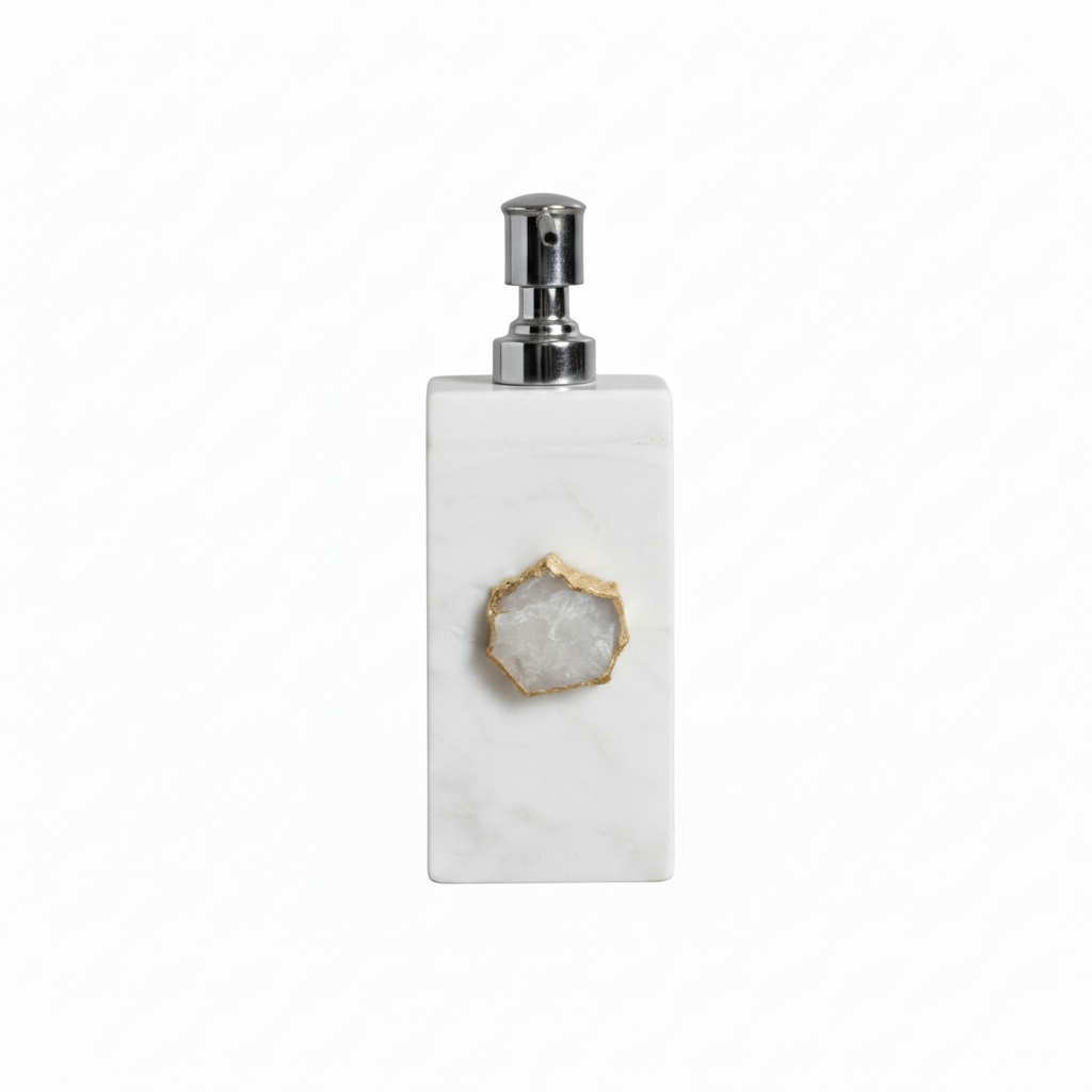 White Marble with White Agate Soap Dispenser