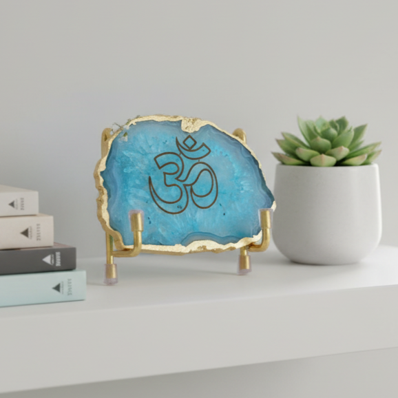 OM - Green Agate Metal Stand