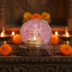 Ik Onkar Mantra Pink Agate Tealight Wooden