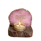 Ik Onkar Mantra Pink Agate Tealight Wooden