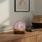 Ik Onkar Mantra Purple Agate Tealight Wooden