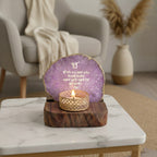 Ik Onkar Mantra Purple Agate Tealight Wooden