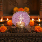 Ik Onkar Mantra Purple Agate Tealight Wooden