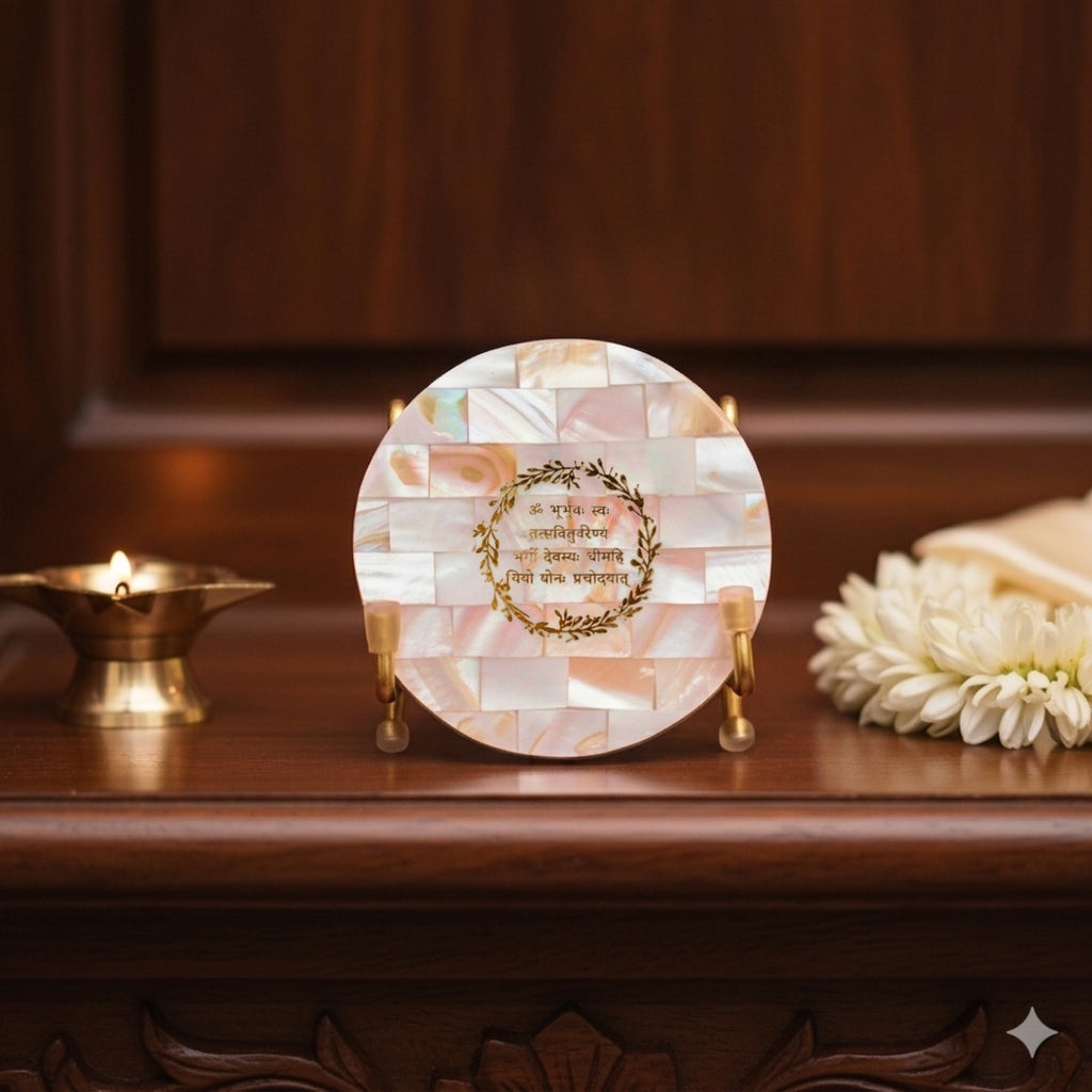 Namokar Mantra Metal Holder with Mother of Pearl