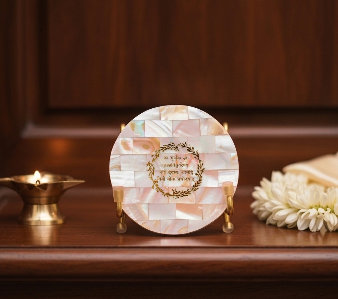 OM Metal Holder with Mother of Pearl Festive