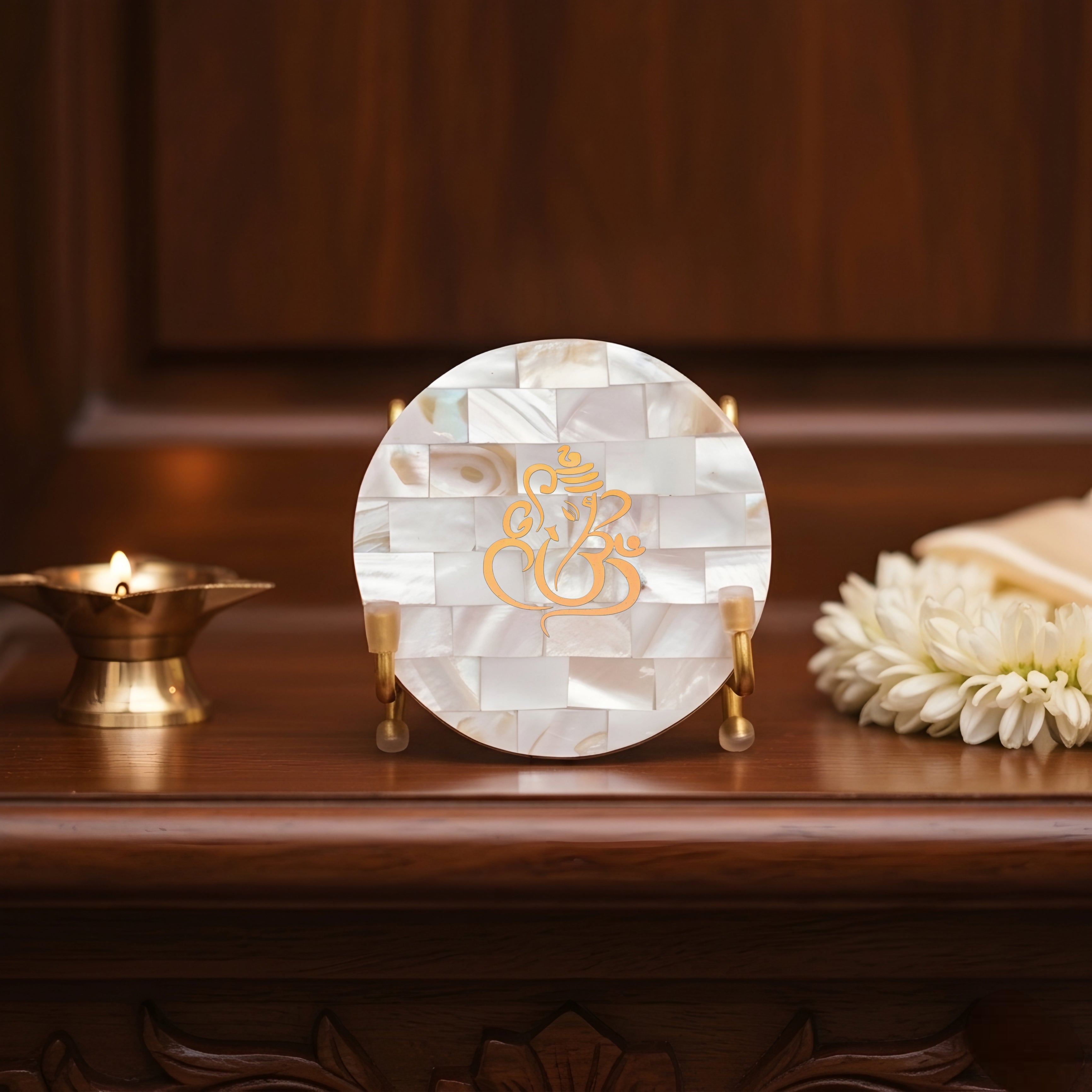 Guruji Metal Holder with Mother of Pearl