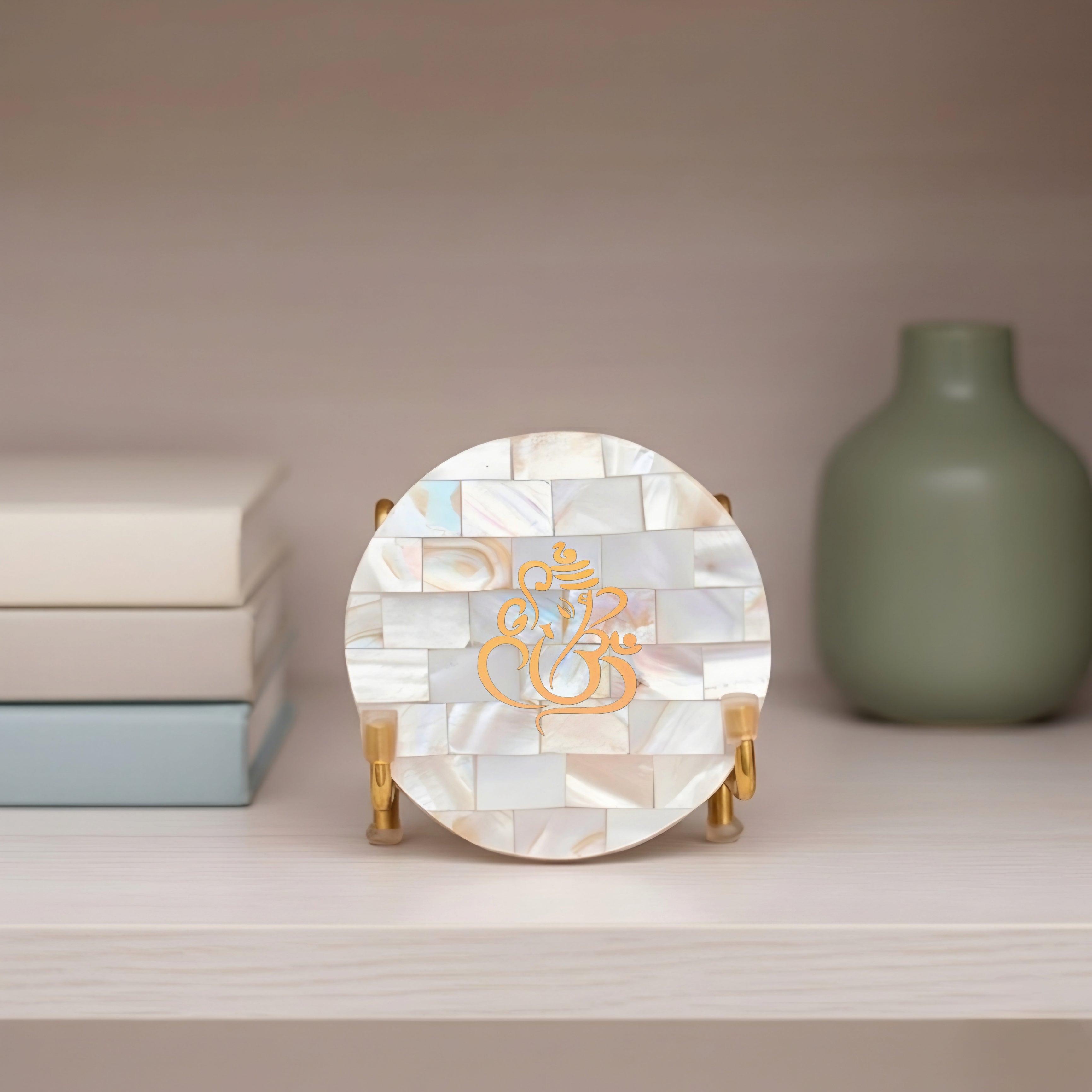 Ganesha Metal Holder with Mother of Pearl Festive