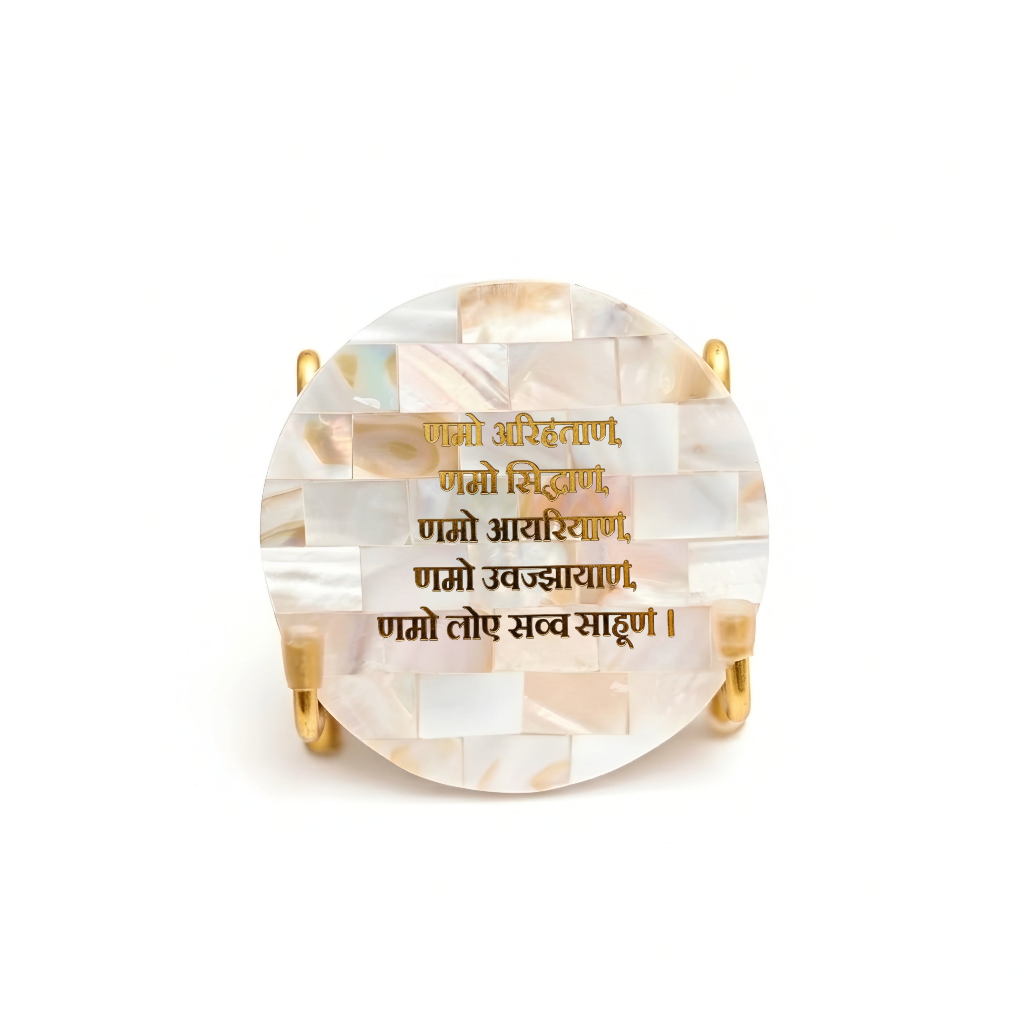 Namokar Mantra Metal Holder with Mother of Pearl