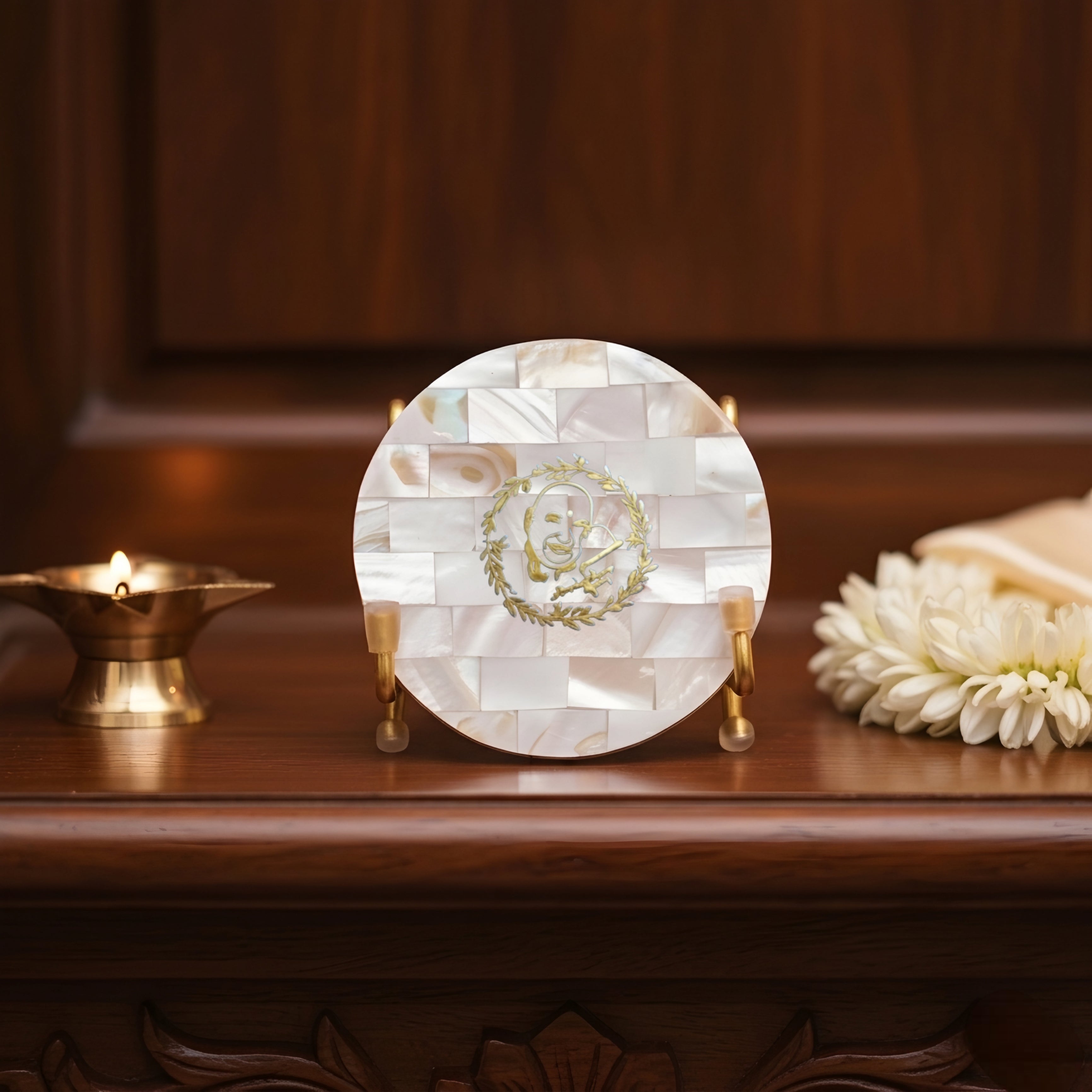 Ik Onkar Metal Holder with Mother of Pearl Festive