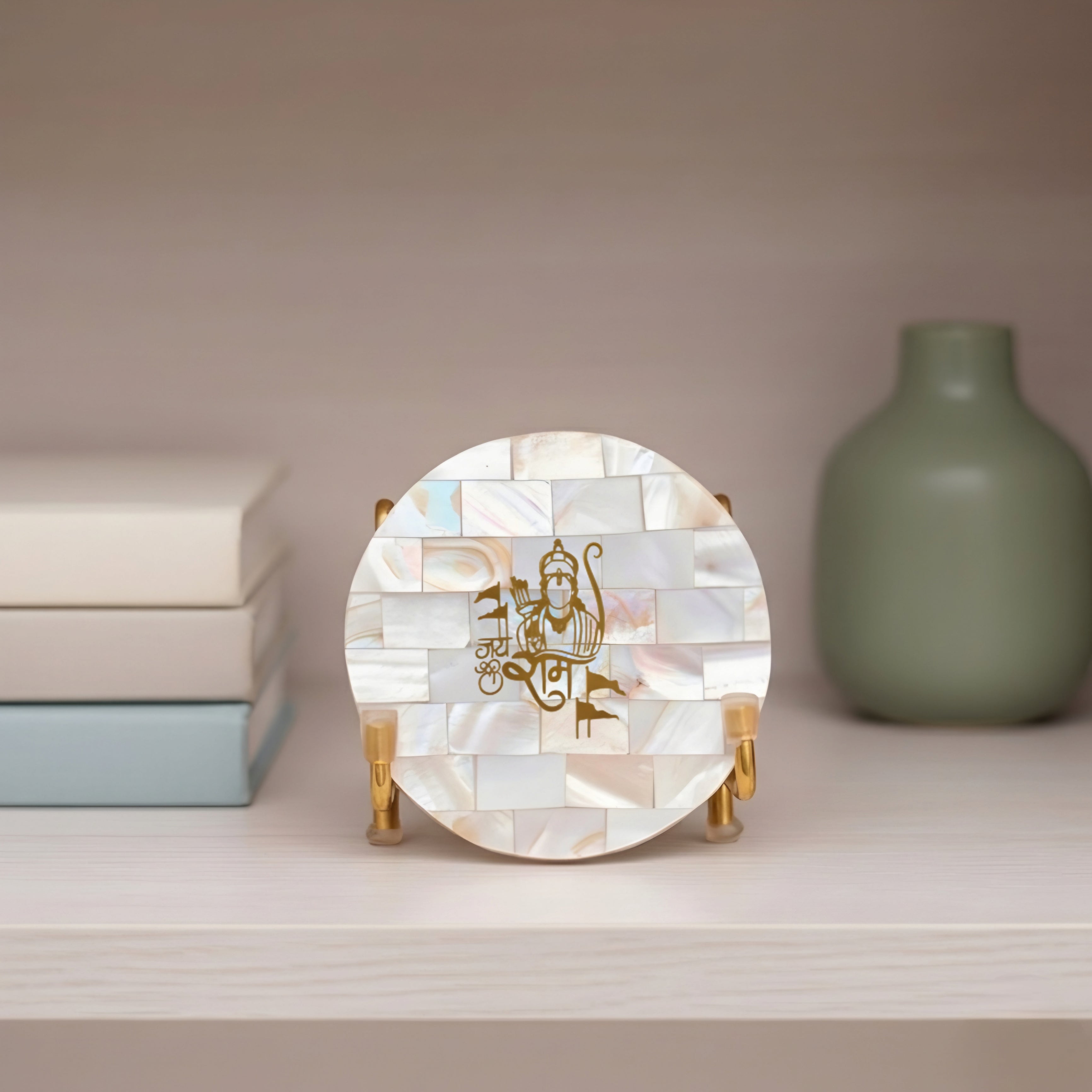 Jai Shree Ram Metal Holder with Mother of Pearl Festive