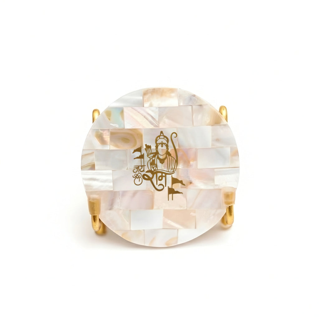 Jai Shree Ram Metal Holder with Mother of Pearl Festive