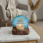 Namokar Mantra Agate Tea Light Holder  with Wood Stand