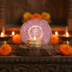 Gayatri mantra Agate Tea Light Holder  with Wood Stand