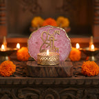 Jai Shree Ram Agate Tea Light Holder with Wood Stand