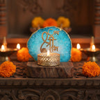 Jai Shree Ram Agate Tea Light Holder with Wood Stand