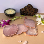 Rose Quartz Coaster Rose Gold Plated Set of 4