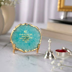 Ik Onkar Mantra Turquoise Agate Metal Showpeice