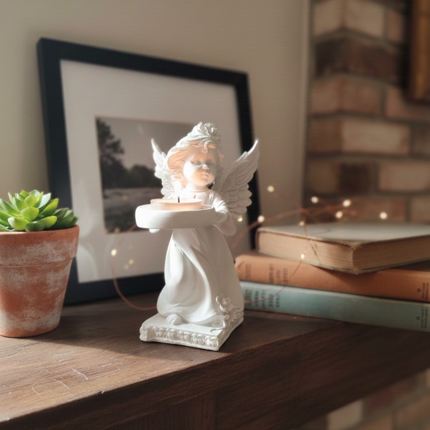 Decorative Angel Figurine with Candle Holder