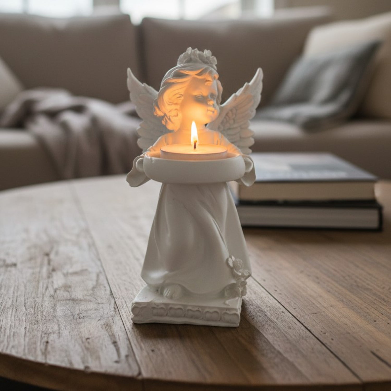 Decorative Angel Figurine with Candle Holder