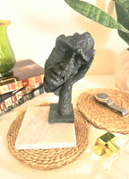 Black Thinking Man Face on Hand Resin Decor Statue