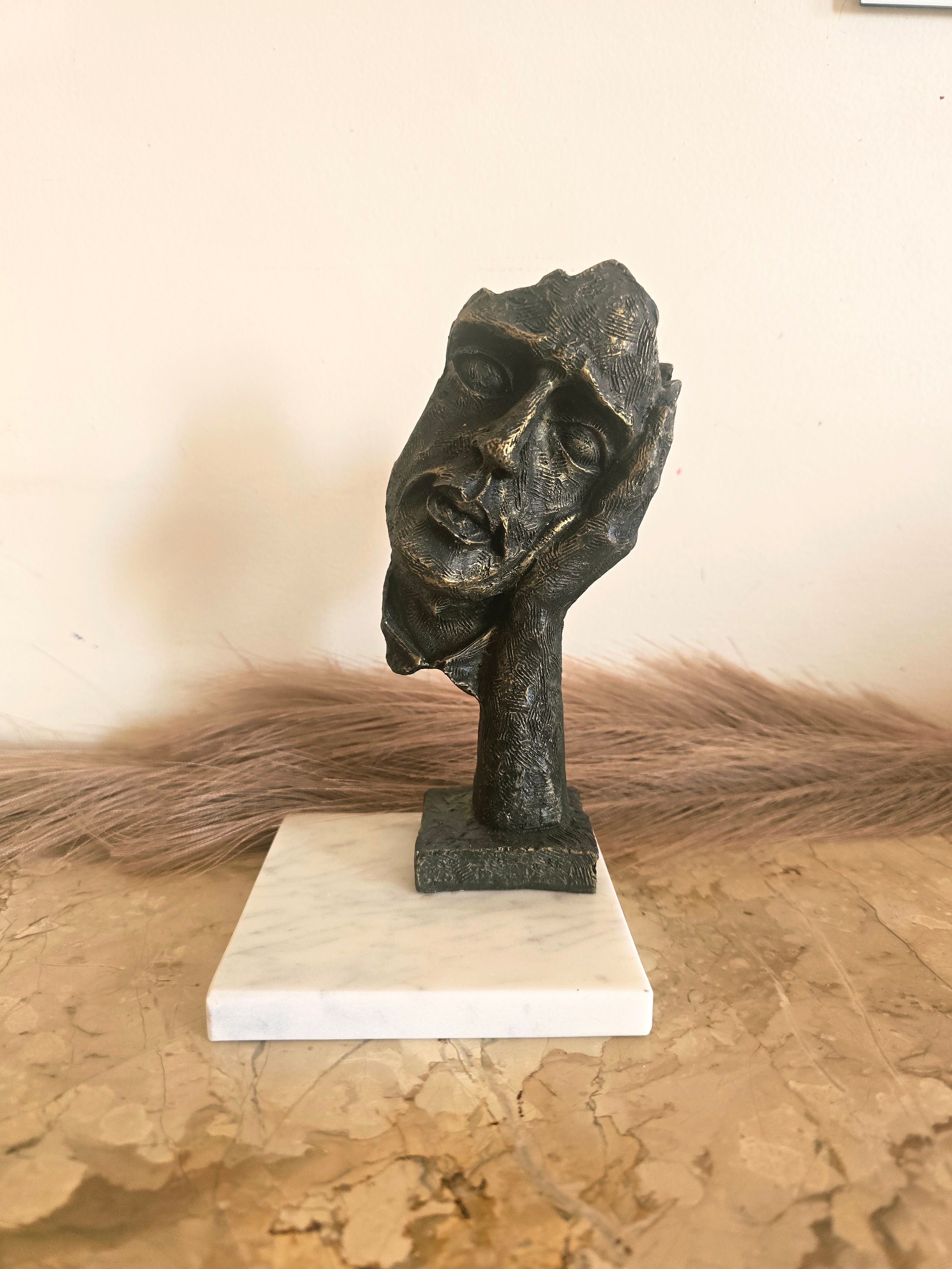 Black Golden Black Golden Thinking Man Face Resin Art Statue Thinking Man Face Resin Art Statue