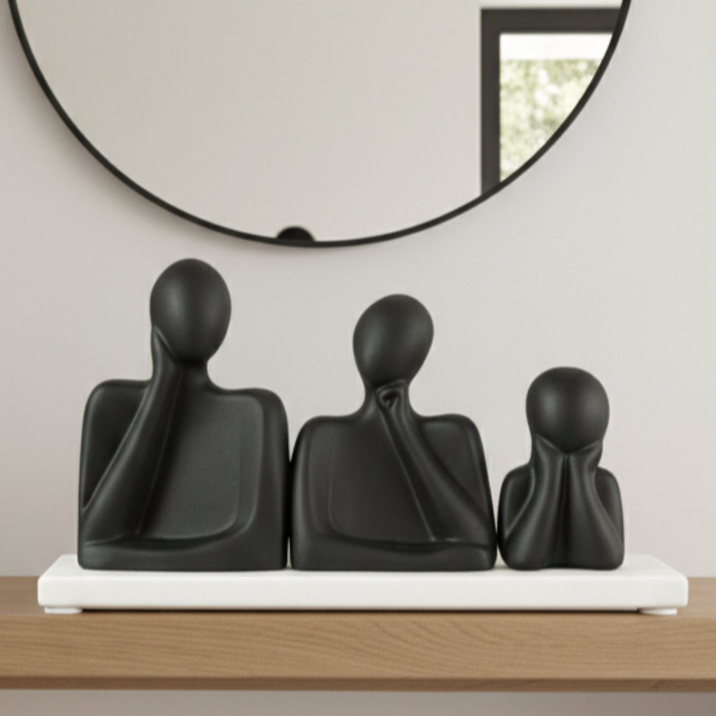 Abstract Trio Harmony Sculpture Marble Base